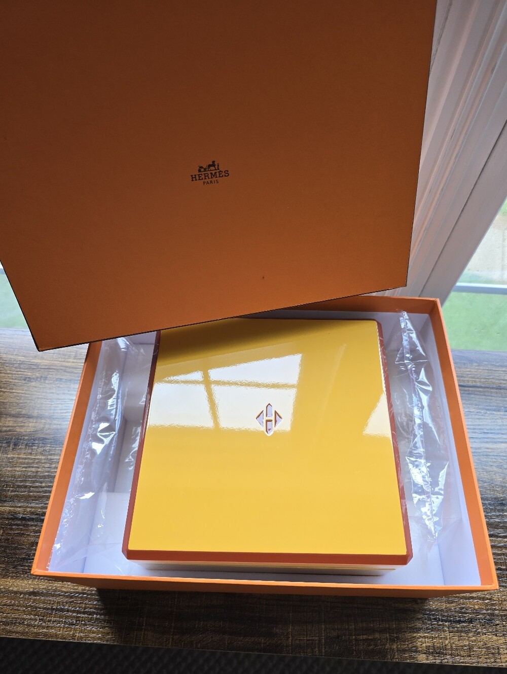 Hermès Facettes Yellow Lacquer Jewelry Box